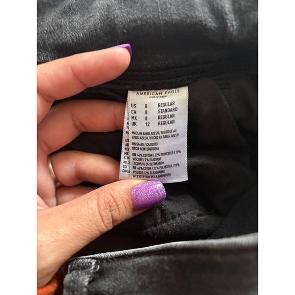 American‎ Eagle Outfitters Womens Black Flare Jeans Size 8 Regular Stretch AE - Picture 5 of 9